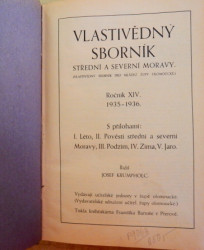 Vlastivědný sborník střední a severní Moravy - ročník XIV. (1935-1936) a XVI (1937-1938)