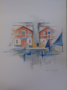 Skagen - Modré plachty (akvarel)