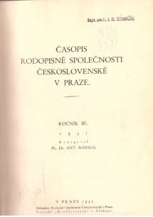 Časopis Rodopisné Společnosti Československé v Praze (1931)