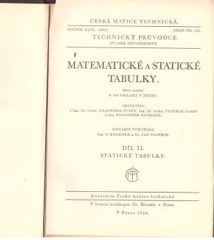 Matematické a statické tabulky, díl I., II. 