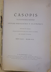 Časopis vlasteneckého spolku musejního v Olomouci 1932