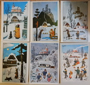 Pohlednice Josef LADA (6 x Vánoce na výšku)