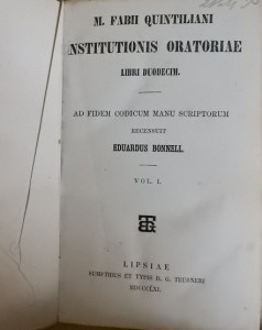 Institutionis oratoriae, libri duodecim (vol. 1)