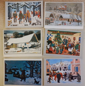Pohlednice Josef LADA (6 x Vánoce na šířku)
